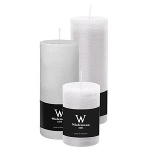 Wiedemann Cilinderkaarsen/stompkaarsen - set van 3 - rustieke kaars - wit - 6x9/7x16/7x22 cm -