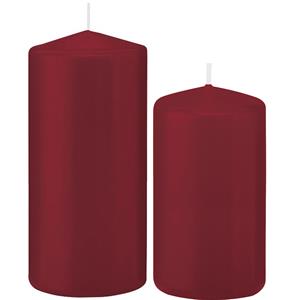 Trend Candles Stompkaarsen set van 4x stuks bordeaux rood 12 en 15 cm -