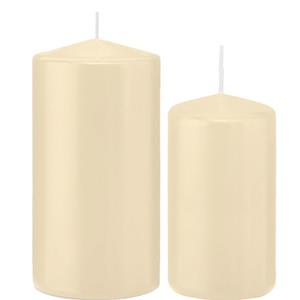 Trend Candles Stompkaarsen set van 4x stuks creme wit 12 en 15 cm -