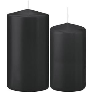 Trend Candles Stompkaarsen set van 4x stuks zwart 12 en 15 cm -