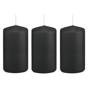 Trend Candles Cilinderkaars/stompkaars - 5x - zwart - 6 x 12 cm - branduren -