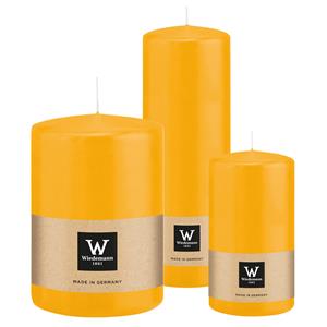 Wiedemann Cilinderkaarsen/stompkaarsen - set van 3 - geel - 7x13/10x15/7x20 cm -