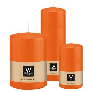 Wiedemann Cilinderkaarsen/stompkaarsen - set van 3 - oranje - 7x13/10x15/7x20 cm -