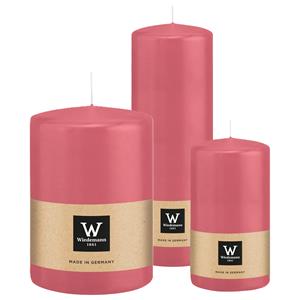 Wiedemann Cilinderkaarsen/stompkaarsen - set van 3 - roze - 7x13/10x15/7x20 cm -