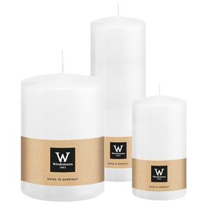 Wiedemann Cilinderkaarsen/stompkaarsen - set van 3 - wit - 7x13/10x15/7x20 cm -