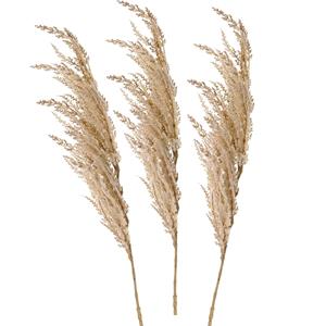 TopArt Pampasgras pluim losse steel/tak - 3x - creme wit - 100 cm - Decoratie kunst graspluimen -