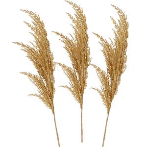 TopArt Pampasgras pluim losse steel/tak - 3x - naturel beige - 100 cm - Decoratie kunst graspluimen -
