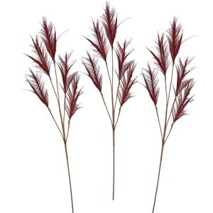 House of Seasons Pluimgras losse steel/tak - 3x - meerdere stengels - bordeaux rood - cm - Decoratie kunst pluimen -