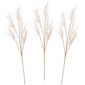 House of Seasons Pluimgras losse steel/tak - 3x - meerdere stengels - creme wit - cm - Decoratie kunst pluimen -