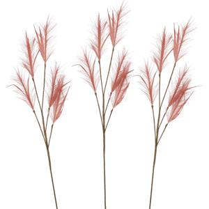 House of Seasons Pluimgras losse steel/tak - 3x - meerdere stengels - oudroze - cm - Decoratie kunst pluimen -