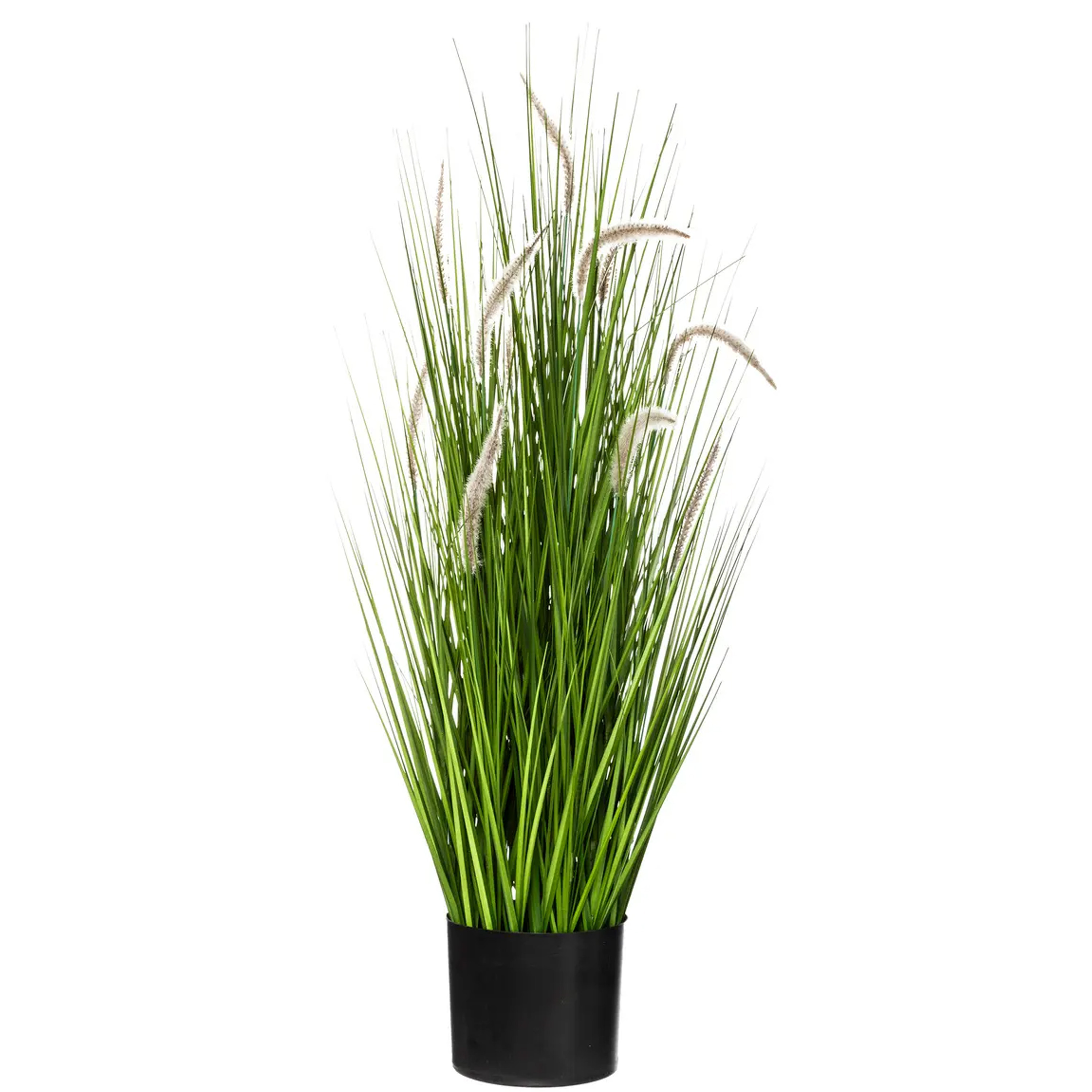 Atmosphera siergras pluimen kunstplant - grasplant sprieten - donkergroen - H100 cm - in pot - pvc -