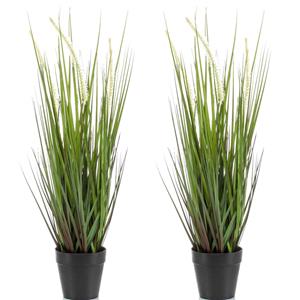 Emerald Kunstplant Siergras - Set van 2x stuks - groen - gras sprieten - 53 cm - kunstplanten -