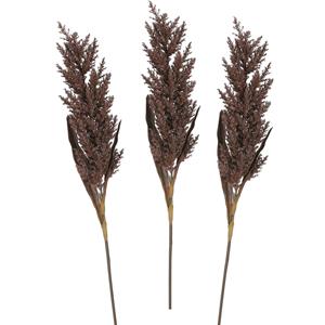 Mica Decorations Pampasgras pluim losse steel/tak - 3x - bruin - 88 cm - Decoratie kunst graspluimen -