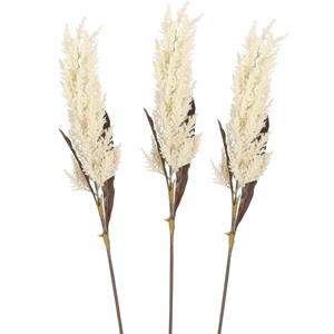 Mica Decorations Pampasgras pluim losse steel/tak - 3x - creme wit - 88 cm - Decoratie kunst graspluimen -