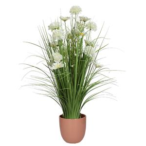 Everlands Kunstbloemen boeket wit - in pot oudroze - keramiek - H70 cm -