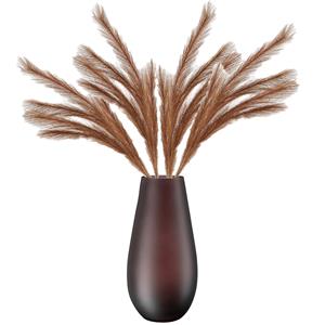 Merkloos Kunstbloemen bloemstuk pluimen boeket in vaas - lichtbruin tinten - 80 cm hoog -
