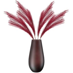 Merkloos Kunstbloemen bloemstuk pluimen boeket in vaas - rood/bruin tinten - 80 cm hoog -