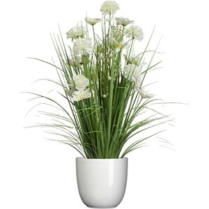 Everlands Kunstbloemen boeket wit - in pot wit - keramiek - H70 cm -