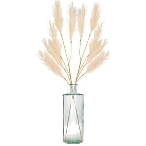 Bellatio flowers & plants Decoratie pampasgras kunst pluimen in vaas gerecycled glas - creme wit - cm -