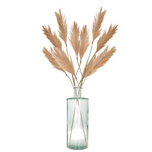 Bellatio flowers & plants Decoratie pampasgras kunst pluimen in vaas gerecycled glas - lichtbruin - cm -
