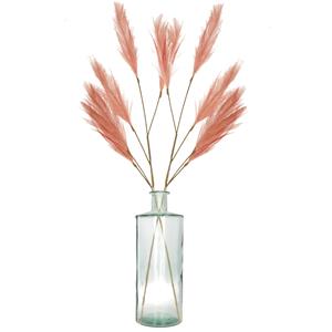 Bellatio flowers & plants Decoratie pampasgras kunst pluimen in vaas gerecycled glas - oudroze - cm -