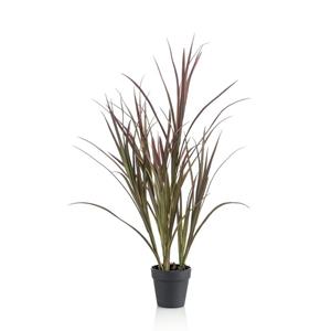 Bellatio flowers & plants Kantoor kunstplant hoog gras groen in zwarte ronde pot 90 cm -