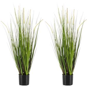 Emerald Set van 2x stuks kunstplanten groen gras sprieten 90 cm. -