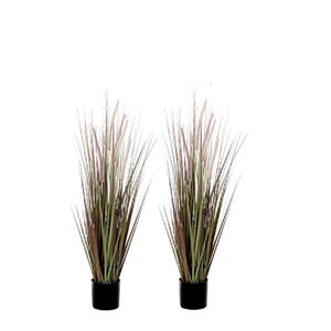 Mica Decorations 2x Paarse Dogtail/siergras kunstplanten 90 cm in zwarte pot -