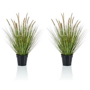 Emerald Set van 2x stuks kunstplanten groen gras sprieten 71 cm. -