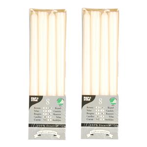 Conpax Candles Dinerkaarsen/kandelaarkaarsen Nordic - 16x stuks - crème wit - Gotisch - 25 cm -