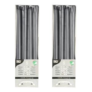Conpax Candles Dinerkaarsen/kandelaarkaarsen Nordic - 16x stuks - zilvergrijs - Gotisch - 25 cm -