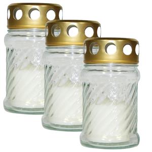 Cosy & Trendy 5x stuks grafkaarsen/gedenklichten met deksel wit 7 x 12 cm 10 uren brandtijd -
