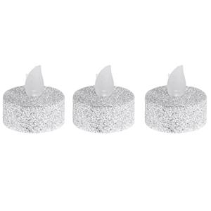 Merkloos 24x stuks Led theelichtjes/waxinelichtjes zilver glitter -