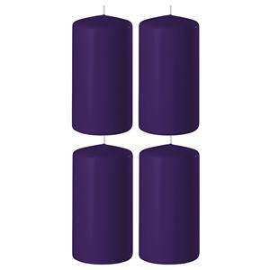 Enlightening Candles 4x Paarse cilinderkaarsen/stompkaarsen 6 x 15 cm branduren -