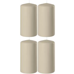 Enlightening Candles 4x Beige cilinderkaarsen/stompkaarsen 6 x 15 cm branduren -