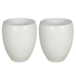 Floran Plantenpot - 2x - wit - mat - keramiek - 19 x 16 cm -