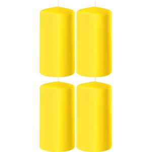 Enlightening Candles 4x Gele cilinderkaarsen/stompkaarsen 6 x 15 cm branduren -