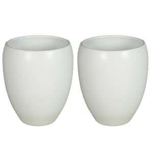 Floran Plantenpot - 2x - wit - mat - keramiek - 23.5 x 20 cm -