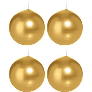 Trend Candles Bolkaars glad - 4x - goud - 8 cm - 25 branduren - ronde kaarsen -