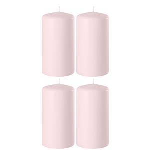Enlightening Candles 4x Lichtroze cilinderkaarsen/stompkaarsen 6 x 15 cm branduren -