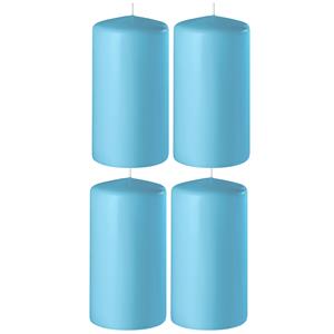 Enlightening Candles 4x Turquoise cilinderkaarsen/stompkaarsen 6 x 15 cm branduren -