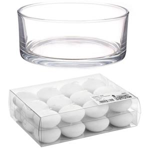 Trend Candles Cadeau set Lage luxe vaas 19 cm met witte drijfkaarsen -