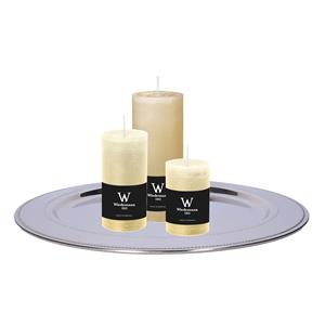 Wiedemann Cilinderkaarsen set van 3 met kaarsenbord - creme wit - 6x9/6x12/7x16 cm - rustieke kaarsen -