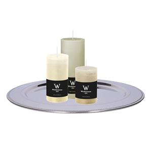 Wiedemann Cilinderkaarsen set van 3 met kaarsenbord - ivoorwit - 6x9/6x12/7x16 cm - rustieke kaarsen -
