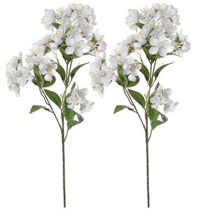 Louis Maes Set van 4x stuks bloesem kunstbloem/tak - appelbloesem wit - 60 cm -