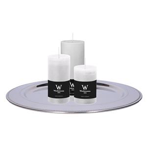Wiedemann Cilinderkaarsen set van 3 met kaarsenbord - wit - 6x9/6x12/7x16 cm - rustieke kaarsen -