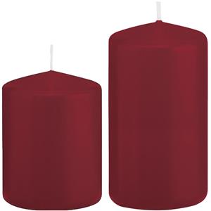 Trend Candles Stompkaarsen set van 6x stuks bordeaux rood 8 en 12 cm -