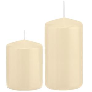 Trend Candles Stompkaarsen set van 6x stuks creme wit 8 en 12 cm -