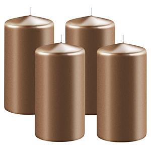 Enlightening Candles Cilinder/stompkaars - 4x - koper - D6 x H15 cm - branduur -