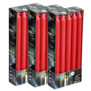 SPAAS Dinerkaarsen rood - 30x stuks - 24 cm - 8 branduren - lange kaarsen -
